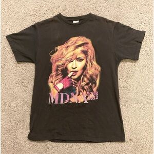 Real Vintage Madonna Black Graphic Concert Music Tee T-Shirt Top Rock Band Y2K M
